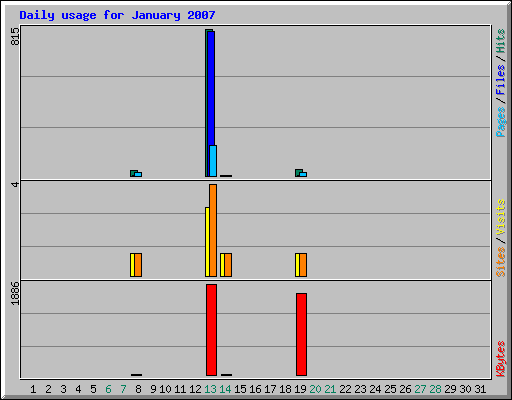 Daily usage for January 2007